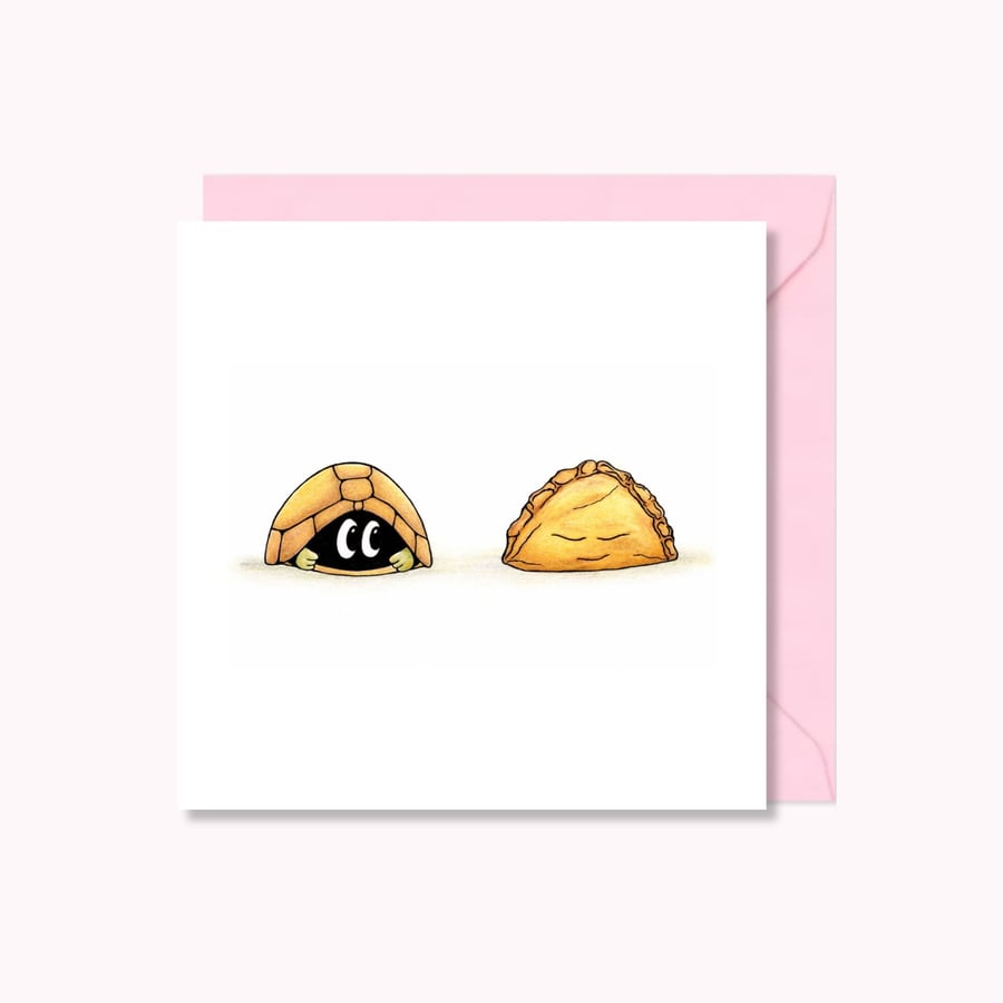 Funny Tortoise Greeting Card: Pasty Pal Pencil Illustration (227)