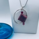 Bargain pink cushion gemstone minimalist pendant