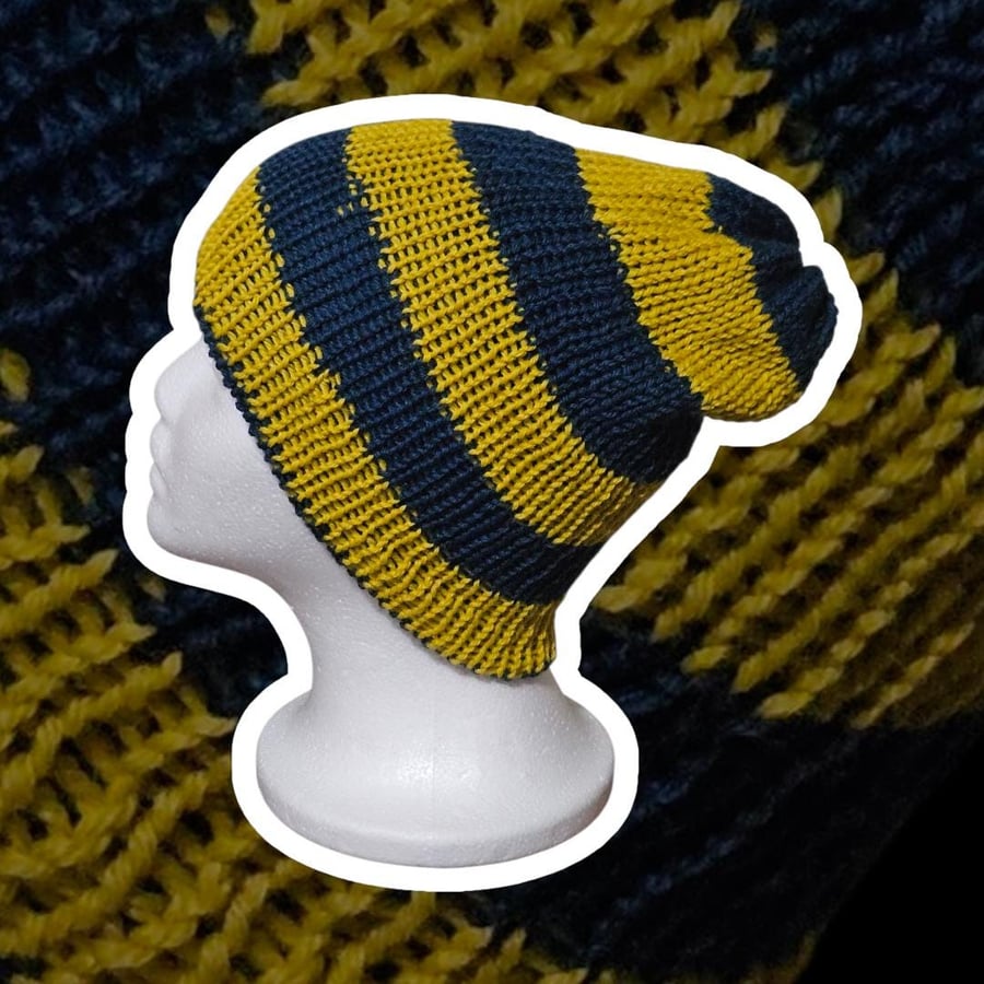 Beanie hat, Striped (handmade)