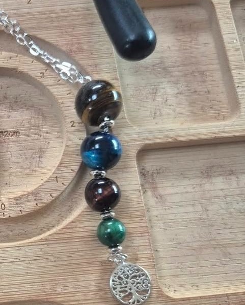 Roots & Radiance: Four Tigers Eye Necklace with Tree of Life Charm