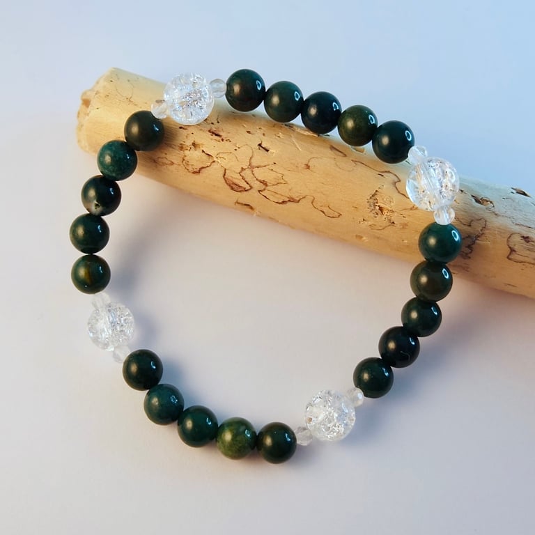 Bloodstone And Rock Crystal Bracelet - Handmade In Devon