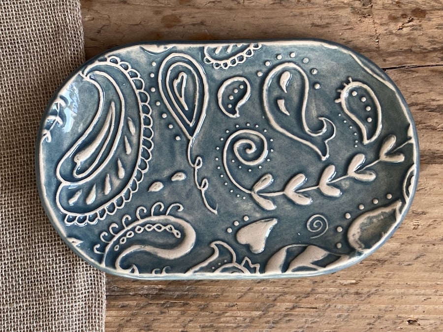 Handmade Pottery Trinket Tray Soap Dish 