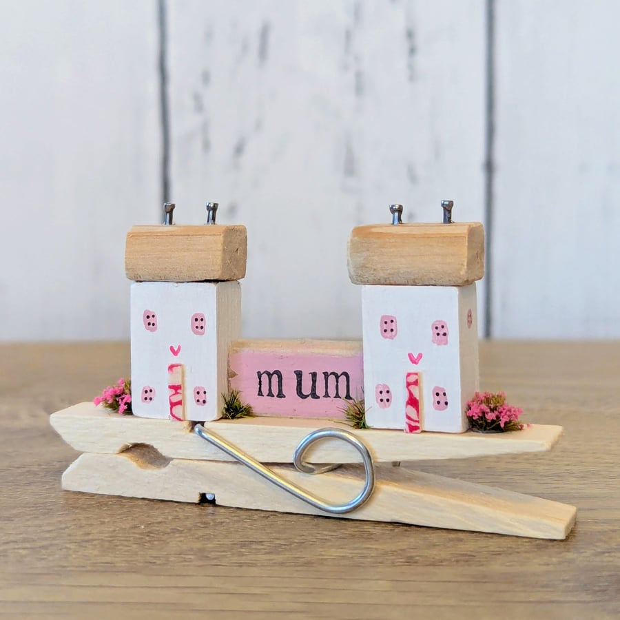 Tiny Wooden Cottage Storm Peg Decoration 
