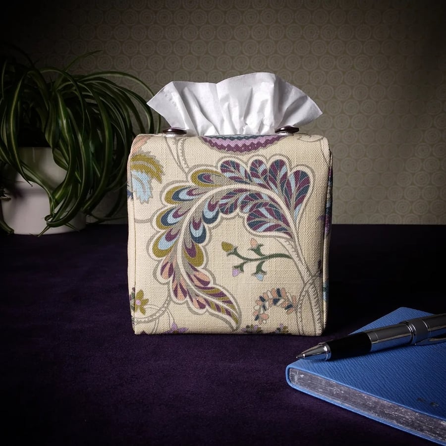 Square Tissue Box Cover - Floral Tapestry Print
