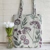 Purple flowers tote bag with purple alliums
