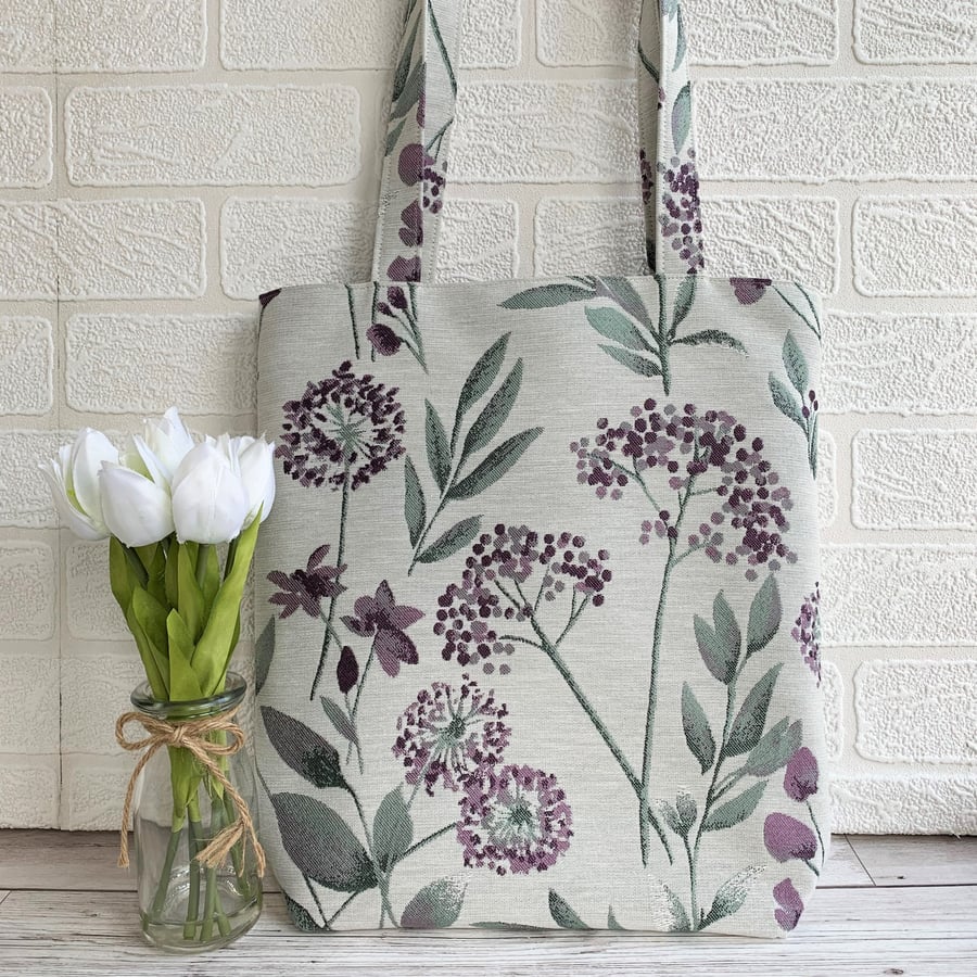 Purple flowers tote bag with purple alliums