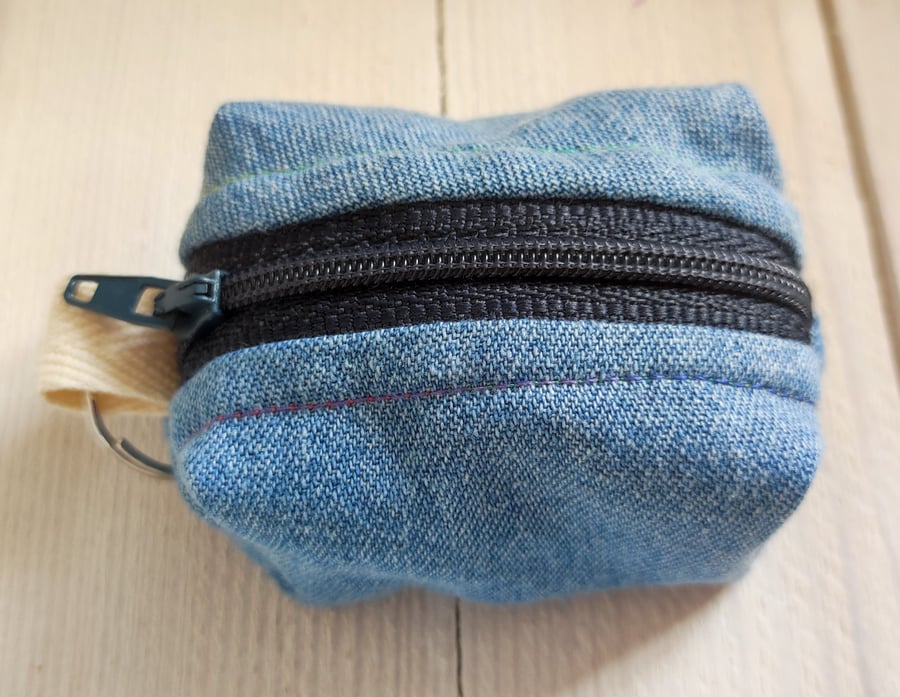 Denim pouch with Keyring UK delivery free