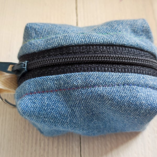 Denim pouch with Keyring UK delivery free