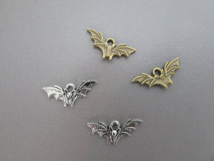 Bat Tibetan silver Jewellery Charm X 2 LARP Steampunk