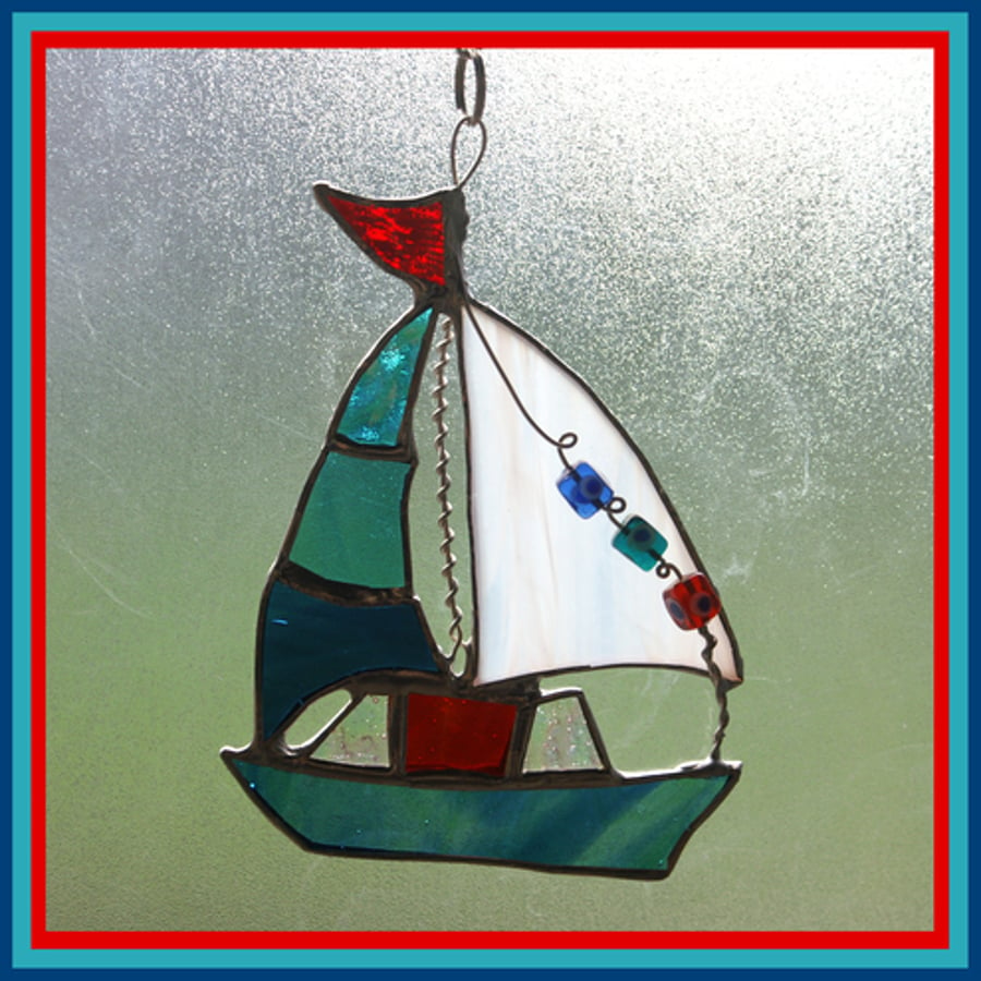 Sailboat Stained Glass Suncatcher