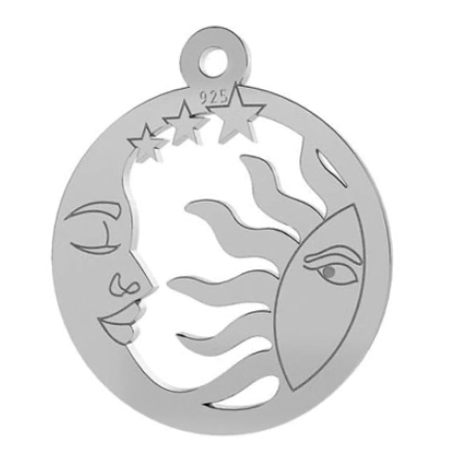 Sterling Silver Sun Moon & Stars Charm