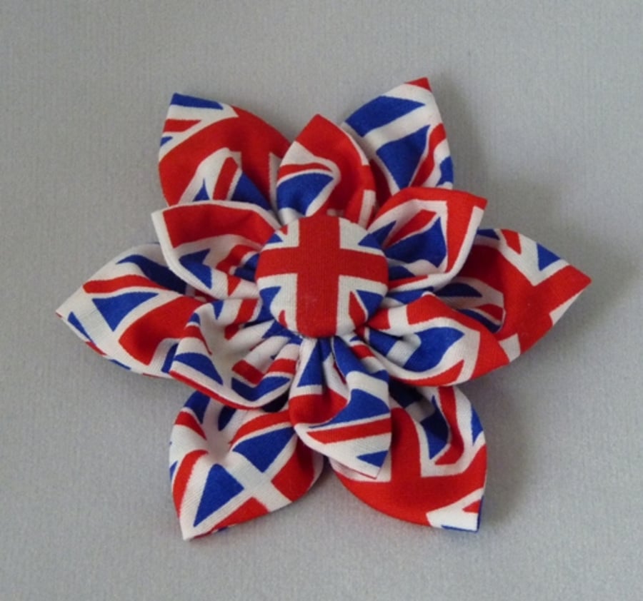 Brooch For The Queens Jubilee in Union Jack Fabric