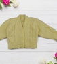 Hand Knitted Lemon Yellow Baby Cardigan 0 to 3 Months Teddy Button Sweater - Image 4