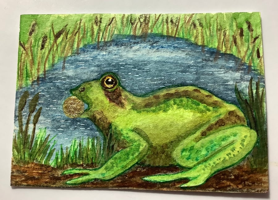“Frog Prince” ACEO hand painted