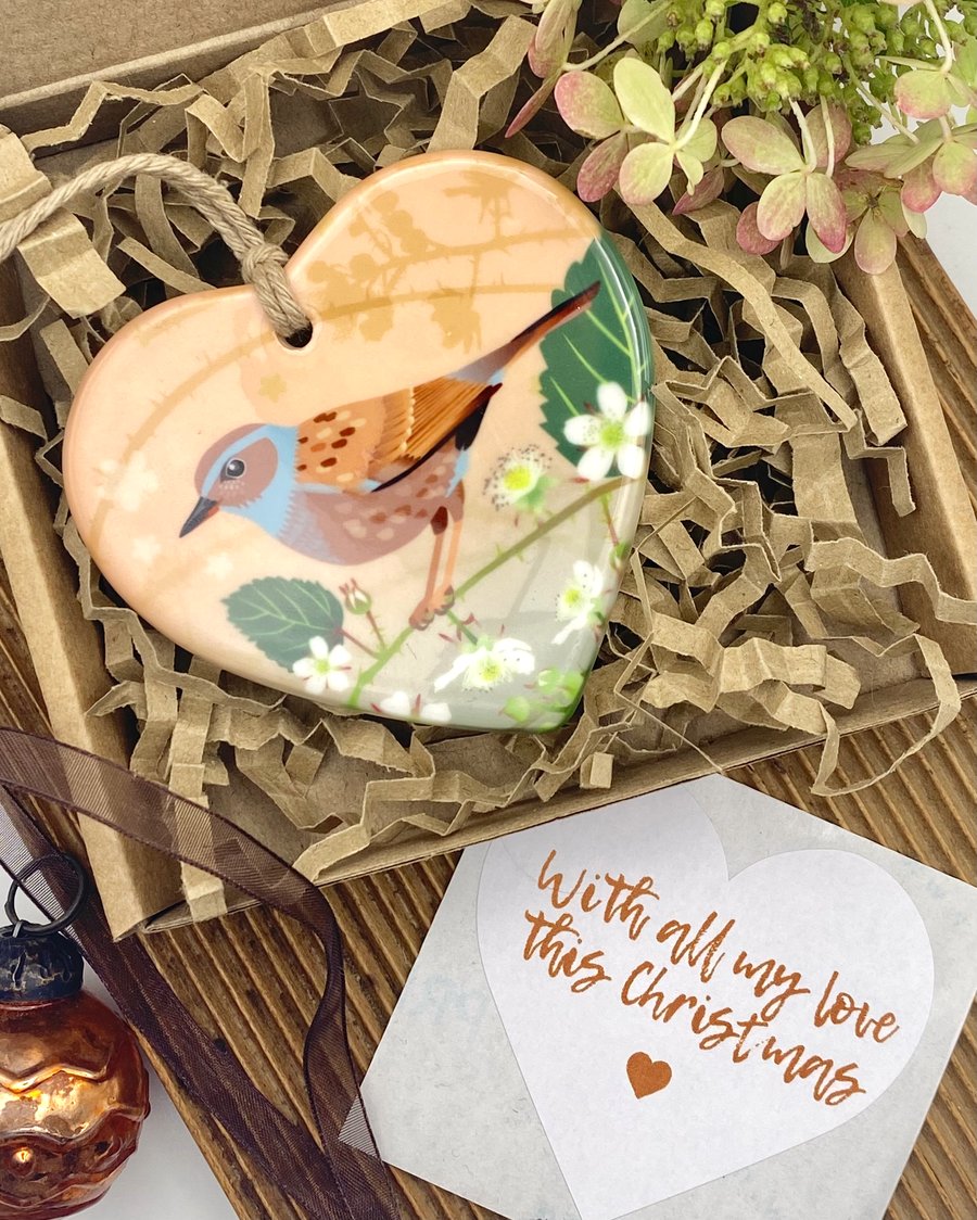 Hedge Sparrow Heart - Cute Keepsake Gift Tag or Christmas Decoration