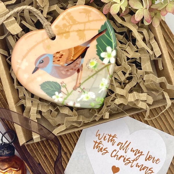 Hedge Sparrow Heart - Cute Keepsake Gift Tag or Christmas Decoration
