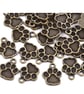 20 Bronze Tone Dog Paw Charms, 15x12mm Jewellery Making Craft Supplies - Image 1