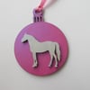 Horse Christmas Tree Bauble Decoration Pink and White Pony