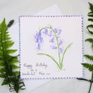 Bluebell hand-painted Mother's day, Birthday personalised card