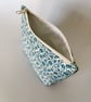 Make up bag, small toiletry bag, water resistant lining, in cream and blue - Image 6