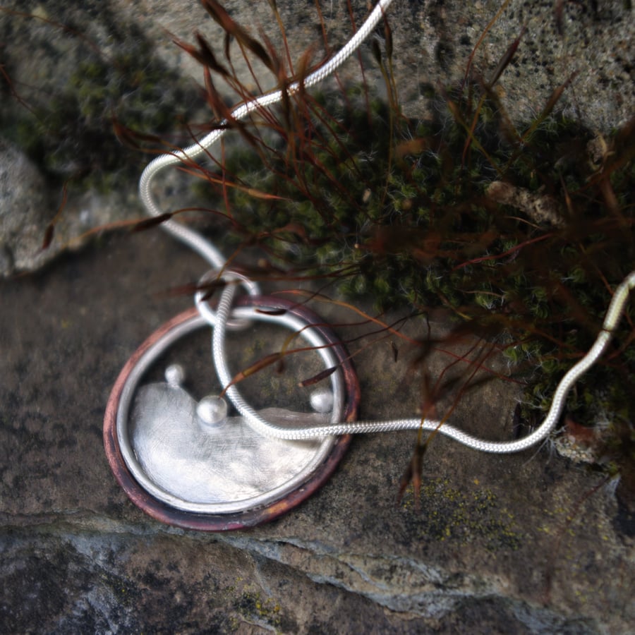 Silver and Copper Landscape Necklace