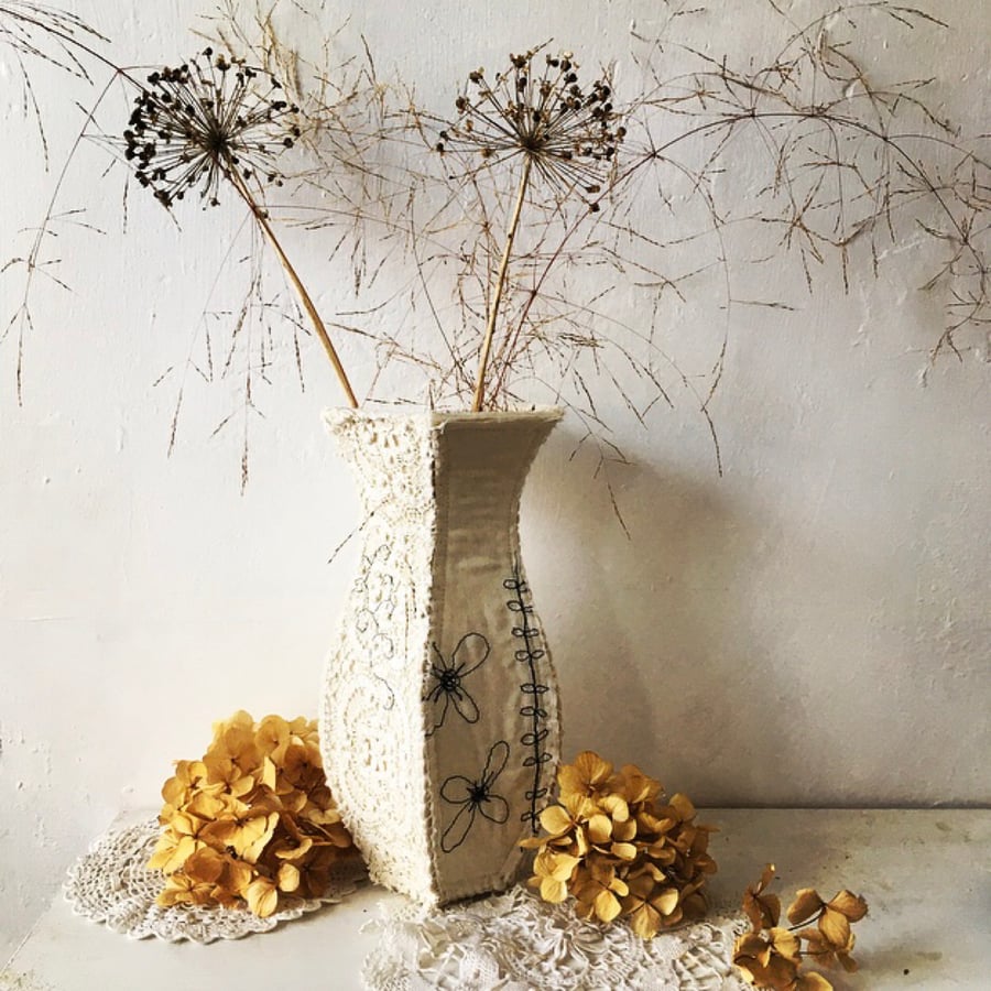 Textile vessel - clematis flower vase
