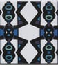 Blue and Black Bold Geometric Pattern Ceramic Tile Trivet with Cork Backing - Image 4