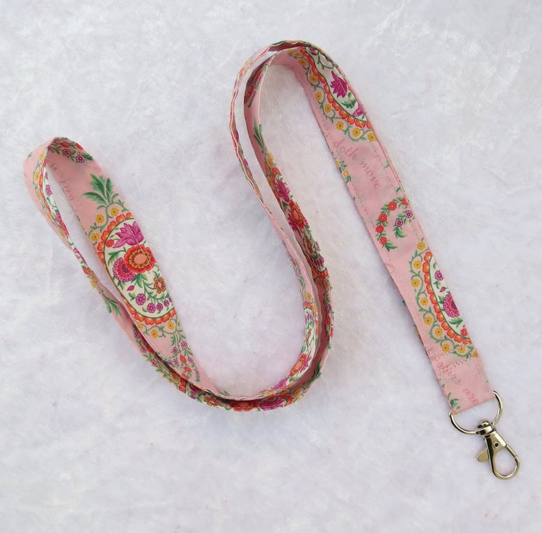 Liberty Tana Lawn lanyard, with swivel lobster clip, Love Poem