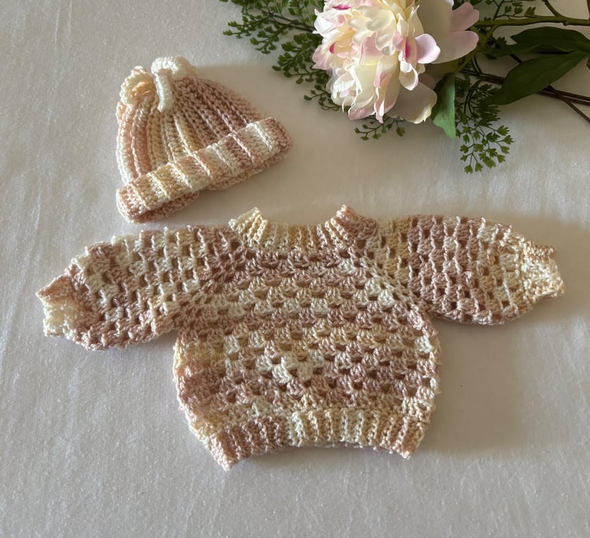 Crochet Newborn Baby Jumper & Hat