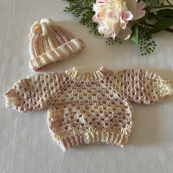 Crochet Newborn Baby Jumper & Hat