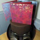 Steampunk Gelli Printed Art Greeting Cards Set One Off Cogs