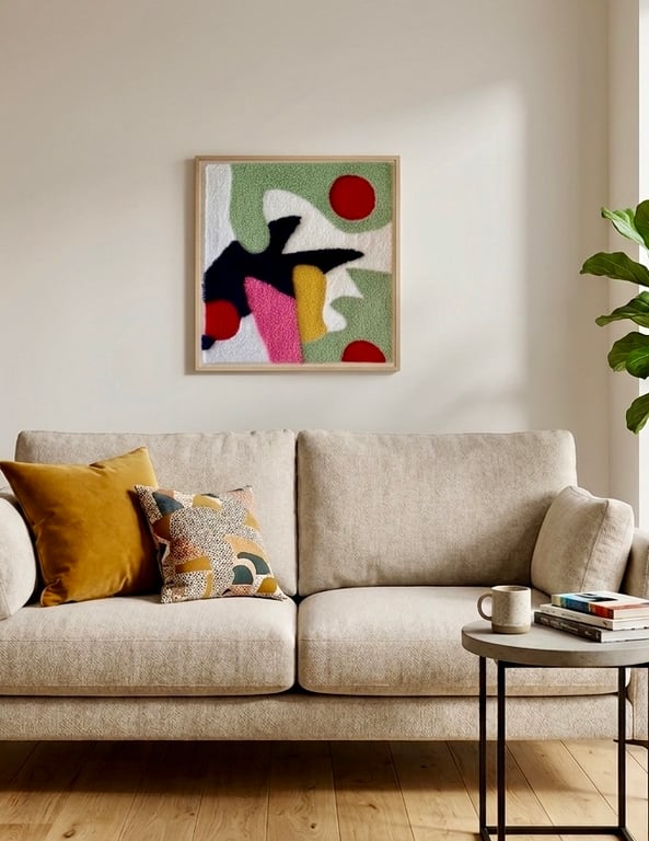 Large tufted wall hanging, punch needle wall art, textile abstract art, decor