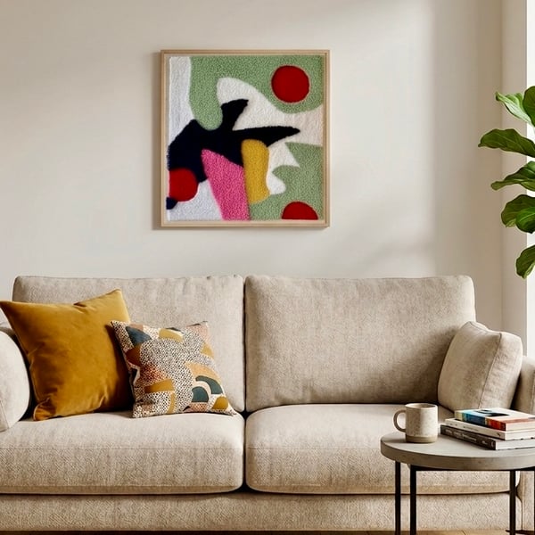 Large tufted wall hanging, punch needle wall art, textile abstract art, decor