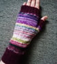Fingerless Gloves - Hand Knitted - Multicoloured Purple - Image 6