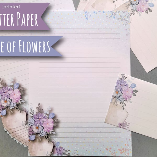 Letter Writing Paper Vase of Flowers