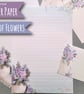 Letter Writing Paper Vase of Flowers, floral notepaper, pretty flower stationery - Image 1