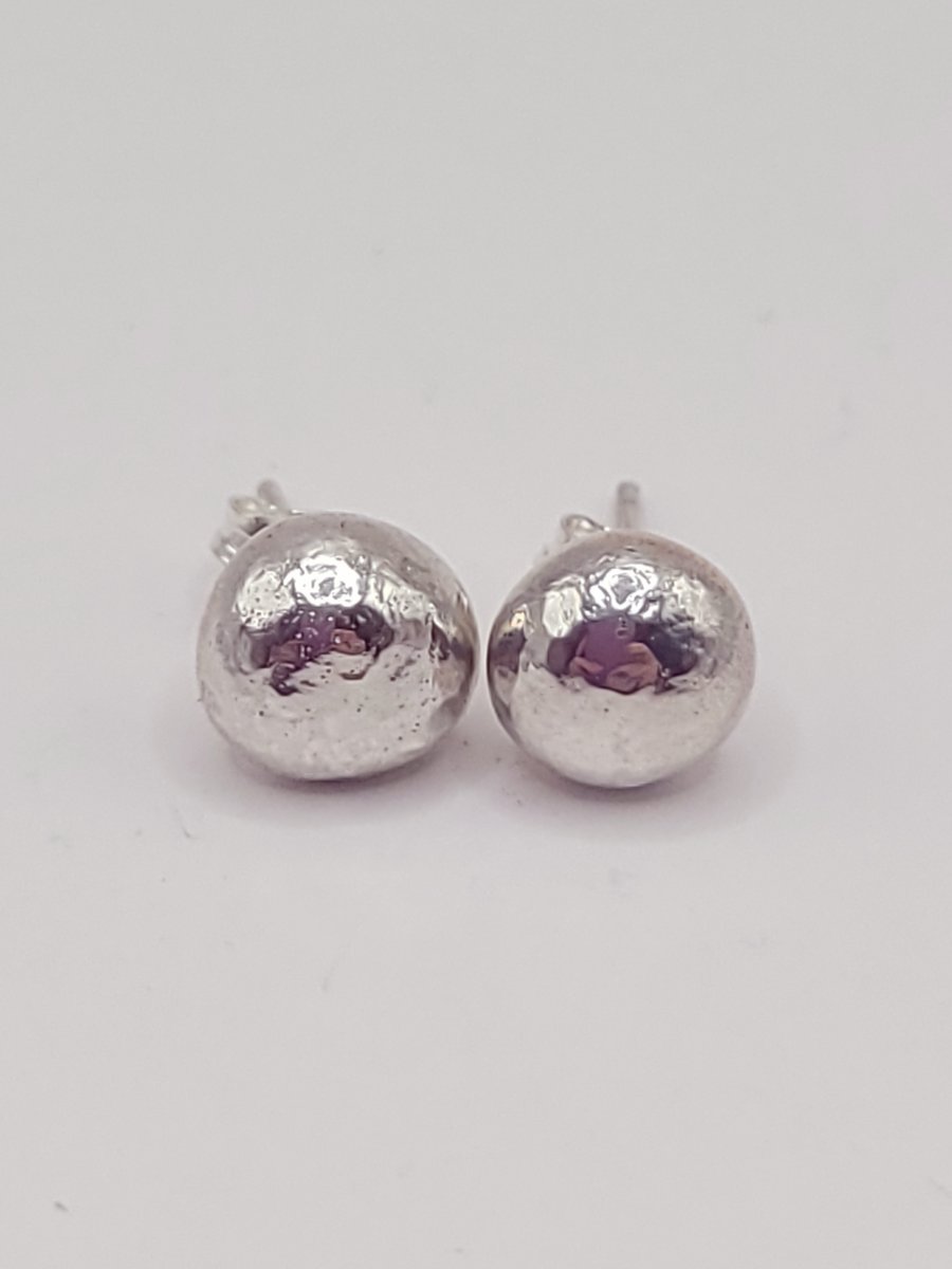 Sterling Silver Pebble Stud Earrings 
