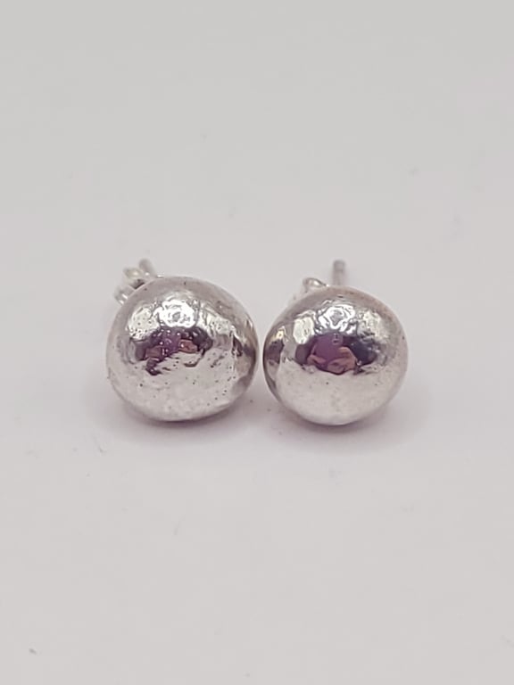 Sterling Silver Pebble Stud Earrings 