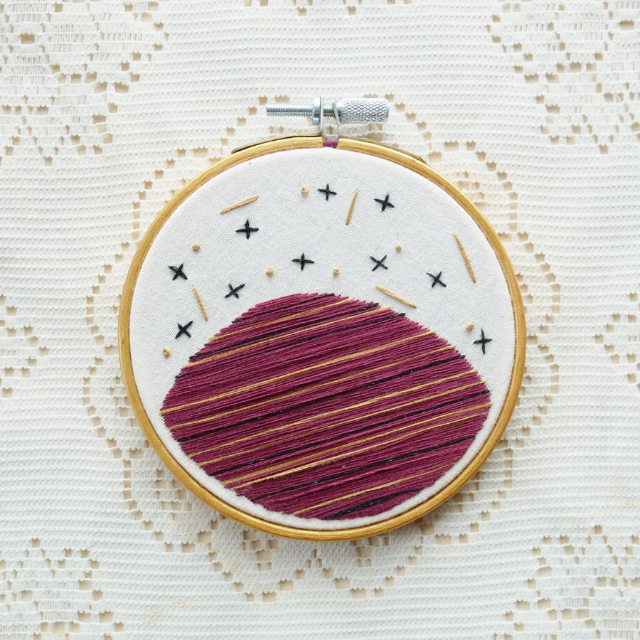 Space and Time - Purple Planet 4 Inch Embroidery Hoop