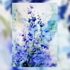 Blue Floral Watercolor Print - Delicate 5x7 Flower Art for Home Decor