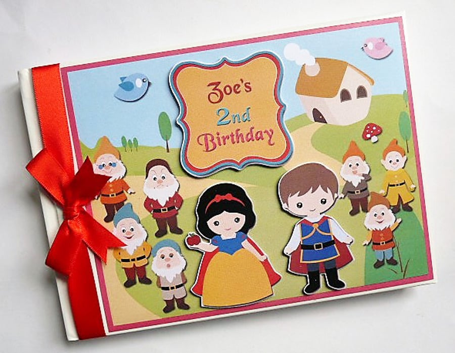 Snow White birthday guest book, snow whie birthday party gift