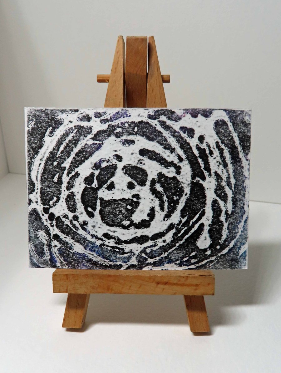 ACEO Whirl 1 Original Collagraph Print OOAK 