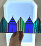 Stained Glass Suncatcher Beach Huts - Handmade Decoration - Blue Turq - Image 2