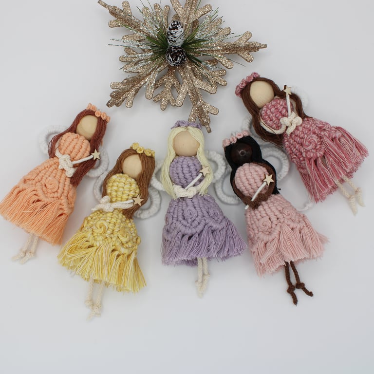 Macrame Christmas Fairy, Angel tree decoration