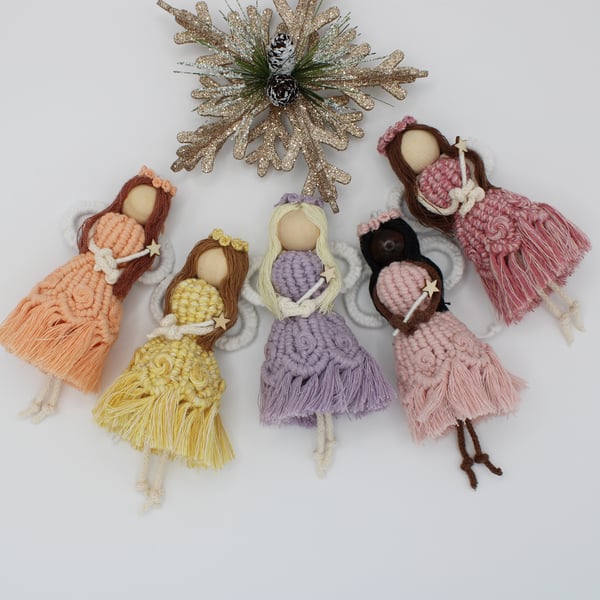 Macrame Christmas Fairy, Angel tree decoration