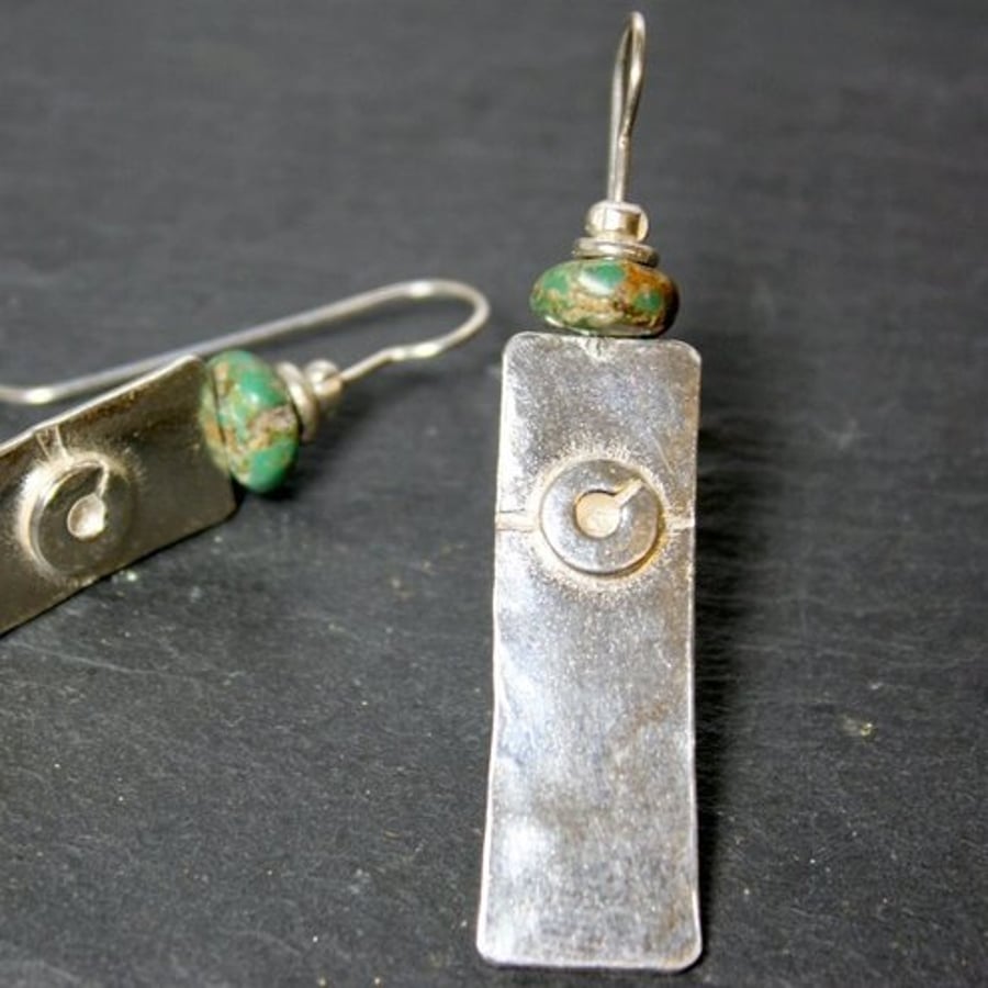 Henge, silver and turquoise earrings