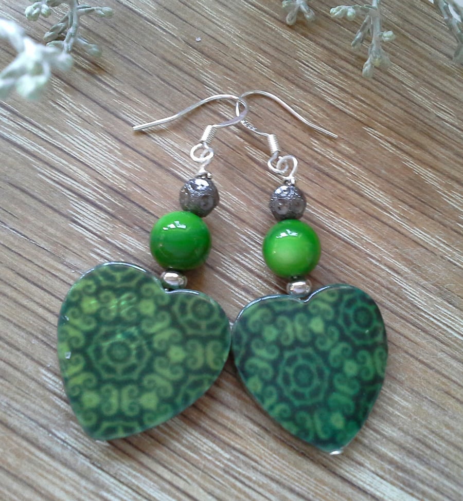 Printed Mother of Pearl Sterling Silver Ear Wires (Help a Charity)