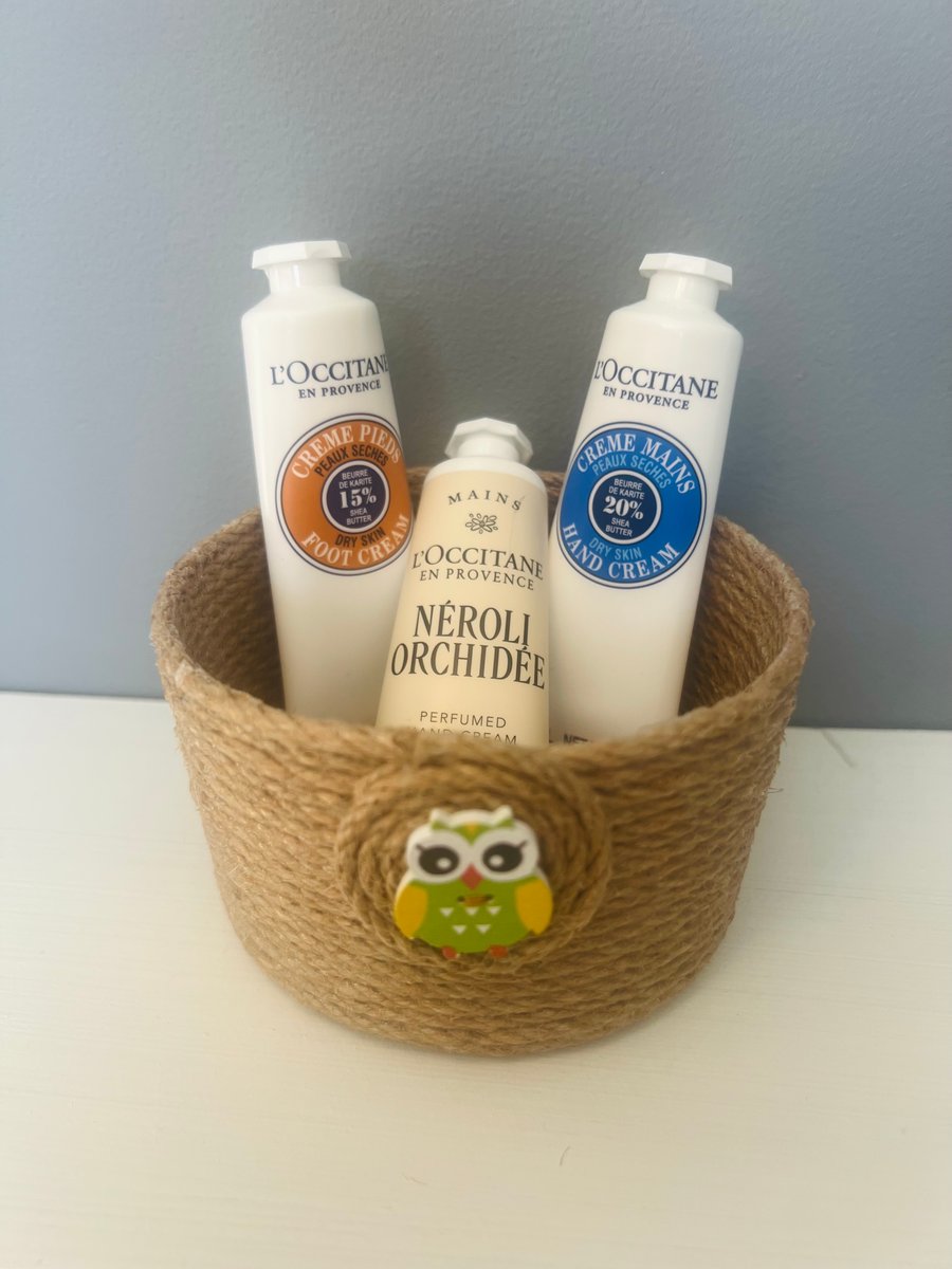 Set of 3 Rustic Owl Twine Storage Pots UK Handmade Housewarming Gift