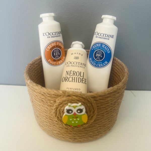 Set of 3 Rustic Owl Twine Storage Pots UK Handmade Housewarming Gift