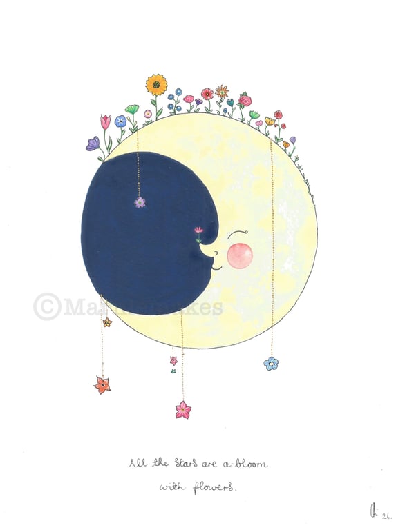 The Stars Are A-Bloom with Flowers - A5 Giclee Print  (PRE ORDER)